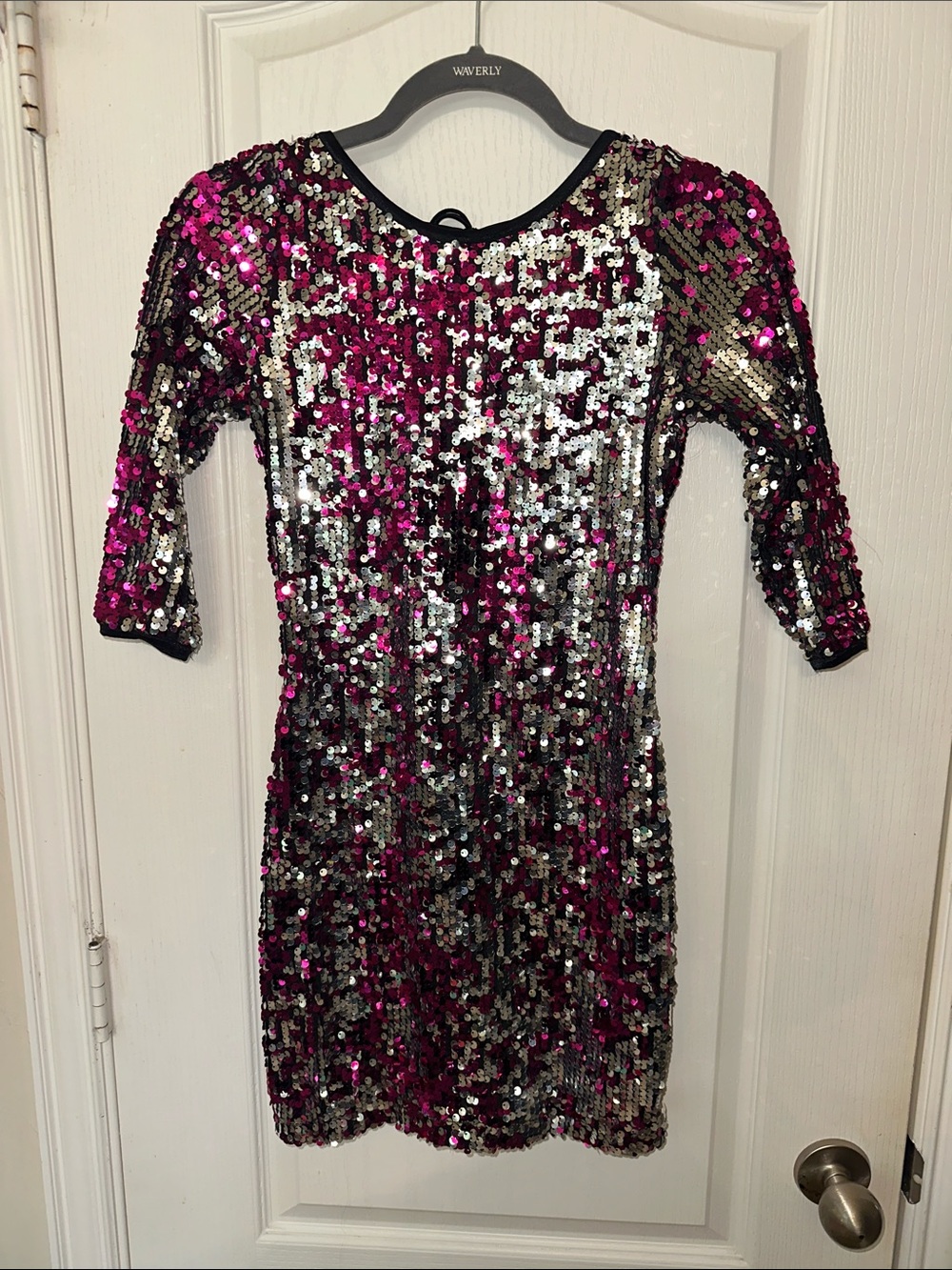 Steppin' Out Fuchsia & Silver Sequin Mini Dress